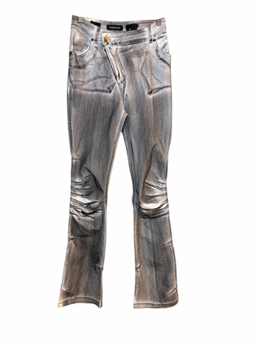 Manière De Voir Oil Print Tacked Fit And Flare Jeans - White/Grey Sz 4 - Picture 2 of 9
